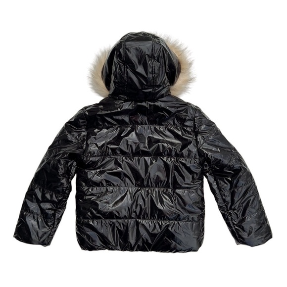 Hudson Kids Puffer Jacket Girls XL (16) High Gloss Deep Black Faux Fur New NWT - Picture 4 of 10